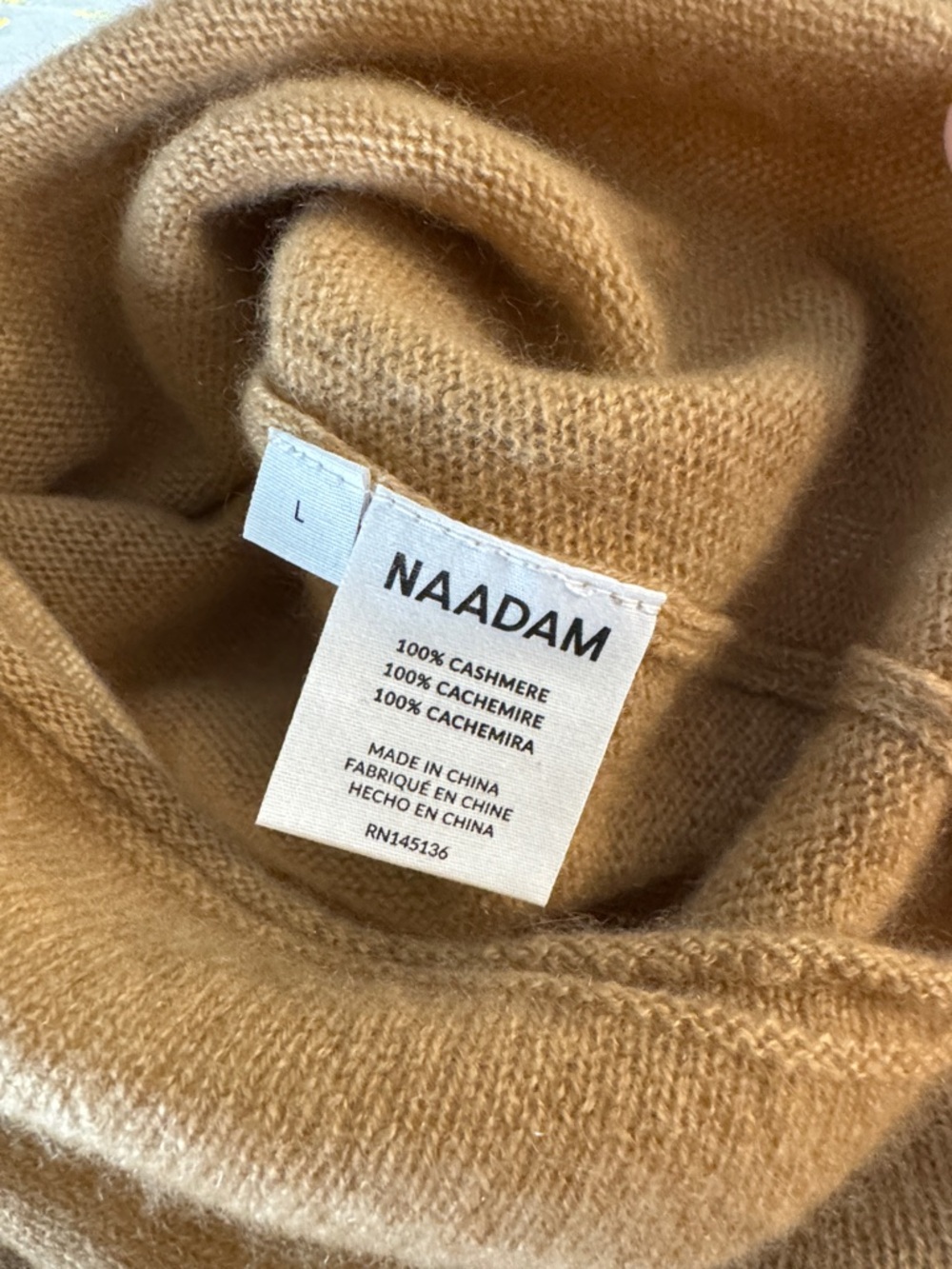NAADAM Tan Brown Relaxed Fit Oversized Lightweight Cashmere Boatneck Sweater XL - Picture 4 of 6